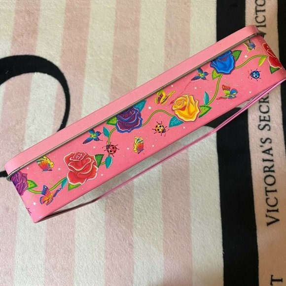 Vintage Lisa Frank Kittens Flowers Butterflies Jumbo Empty Collectible Tin - Picture 7 of 10